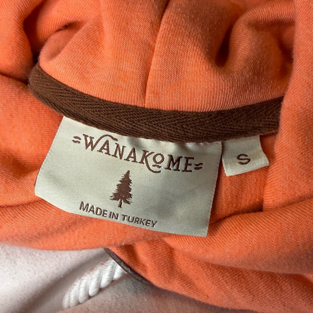 Wanakome Orange and White Funnel Neck Pullover Sweater - Picture 12 of 16